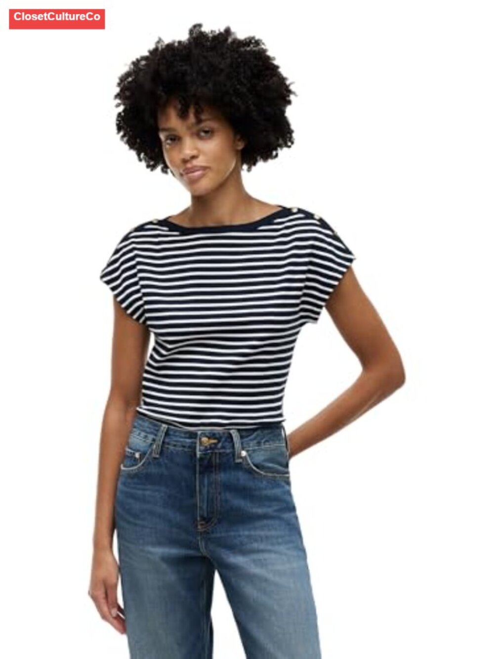 Women's Short Sleeve 100% Cotton Graphic Crew Neck T-Shirt with Button Shoulder